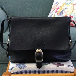 Davey’s Worcester, Mass Leather Navy Shoulder Bag
